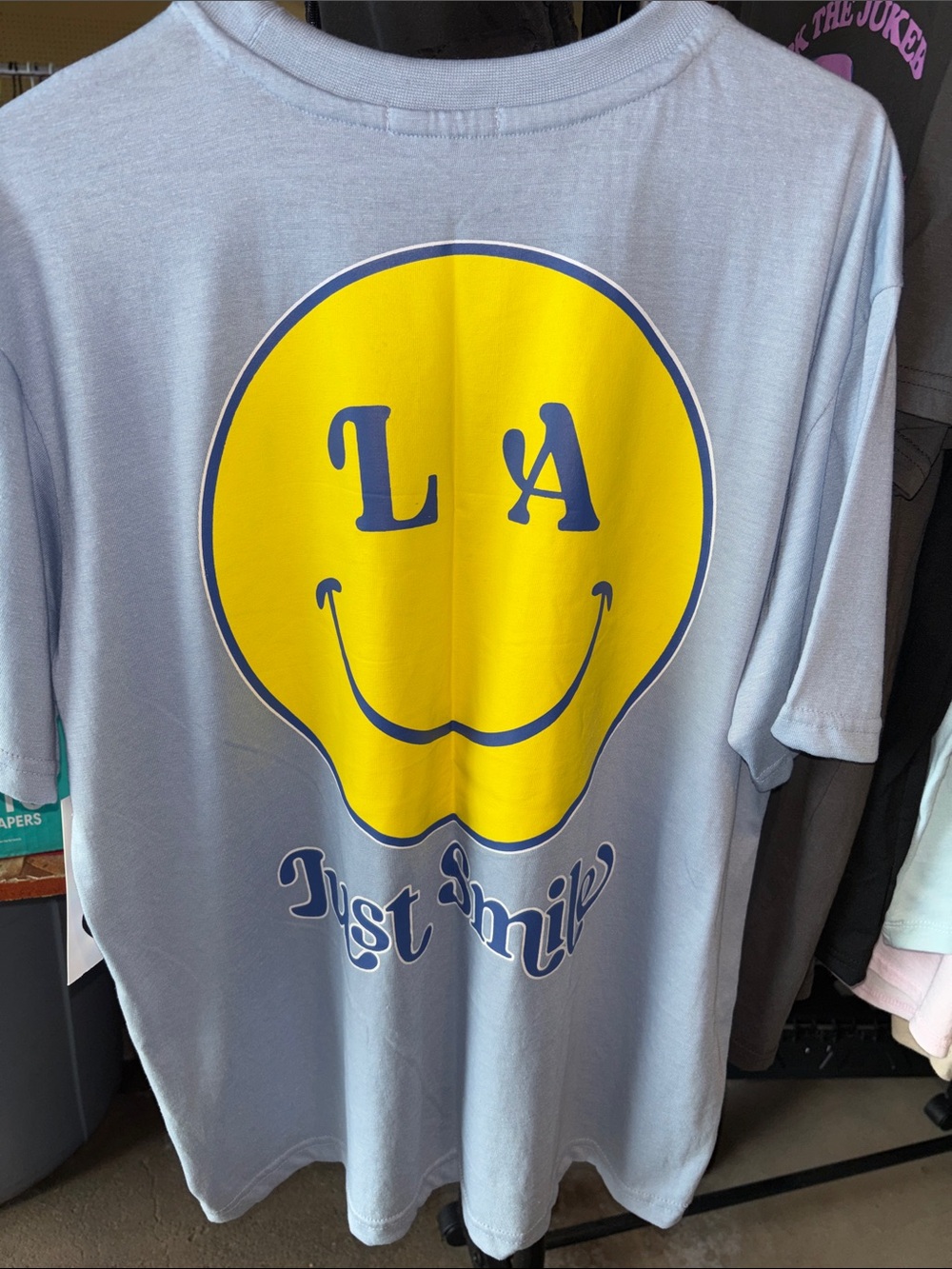 Love Streak “Happy & Free" Light Blue Graphic Tee